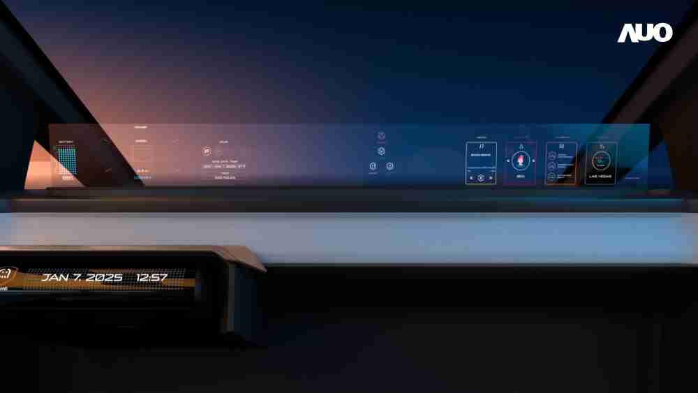 2121非凡无界透明显示接口(Horizon Image Glass)透过车运算方案整合仪表板、、、中控台及副驾显示器，，，，一体式全景呈现，，，提供乘用者清晰的前方视野、、行车必要信息与娱乐功能